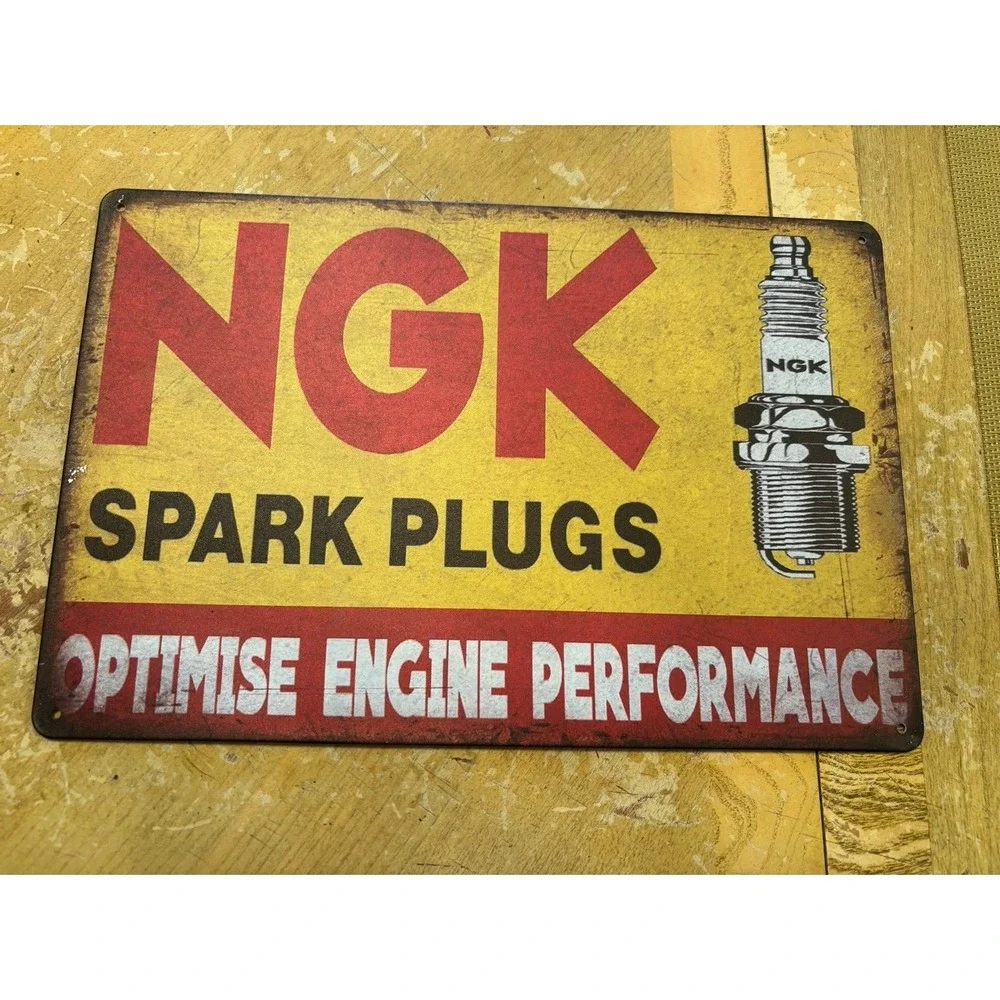 NGK Spark Plugs Service Gasoline  retro Metal sign Garage Man Cave Collectable